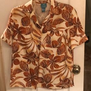 Silk Hawaiian Print Blouse
